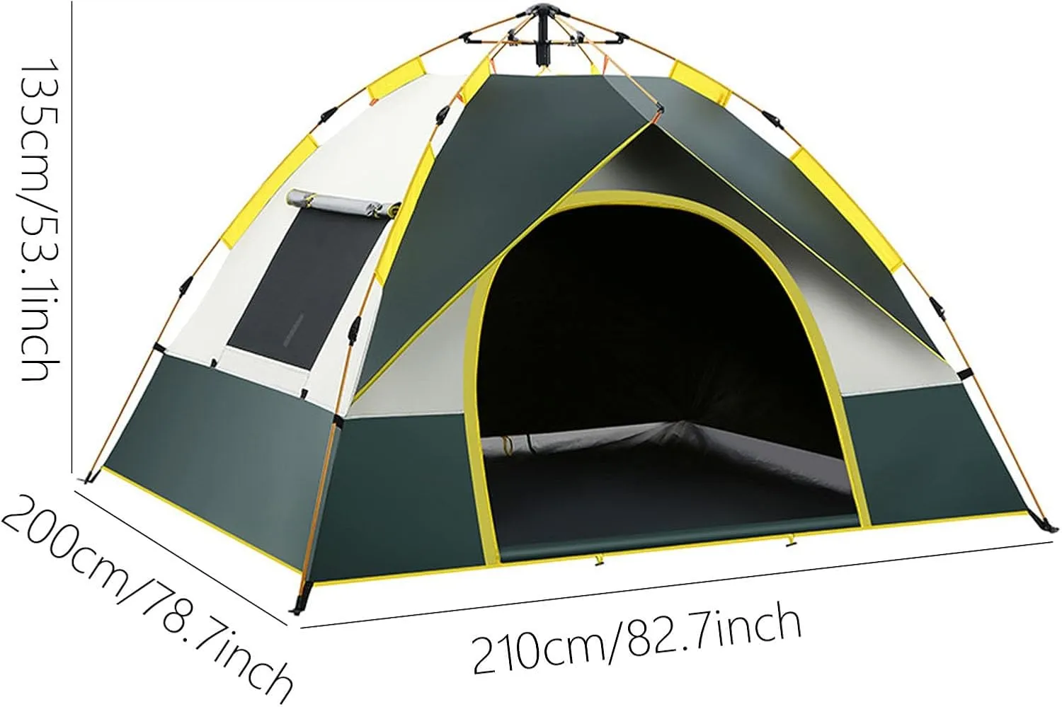Instant Pop-Up Camping Tent for 4 People, Ultralight Dome Tents for 3 Seasons, Waterproof & Windproof & UV-Resistant Design with Carry Bag, 2 Doors and 2 Windows, Tents for Camping