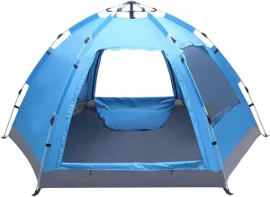 Instant Setup Camping Tent for Family, 4-6 Person Automatic Pop Up Tent with Double Door & Window, Water & Wind Resistant, Hiking, Travel - Lightweight & Portable Blue, 110.24 x 96.46 x 55.12 in