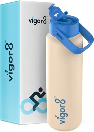 Insulated Stainless Steel Drink bottle with Straw and Wide Mouth | 2-in-1 Multi-function Lid | Thermal Water Flask with Double Wall Insulation | Travel, Camping & Hiking Water Bottle | 24oz