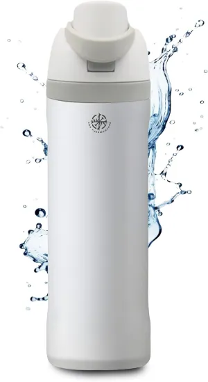 Insulated Stainless Steel Water Bottle with Straw, Insulated Tumbler With Locking Lid, Double Walled & Vacuum Insulated Water Bottle Packable for Travel Leak Proof & BPA Free (White, 32 OZ)