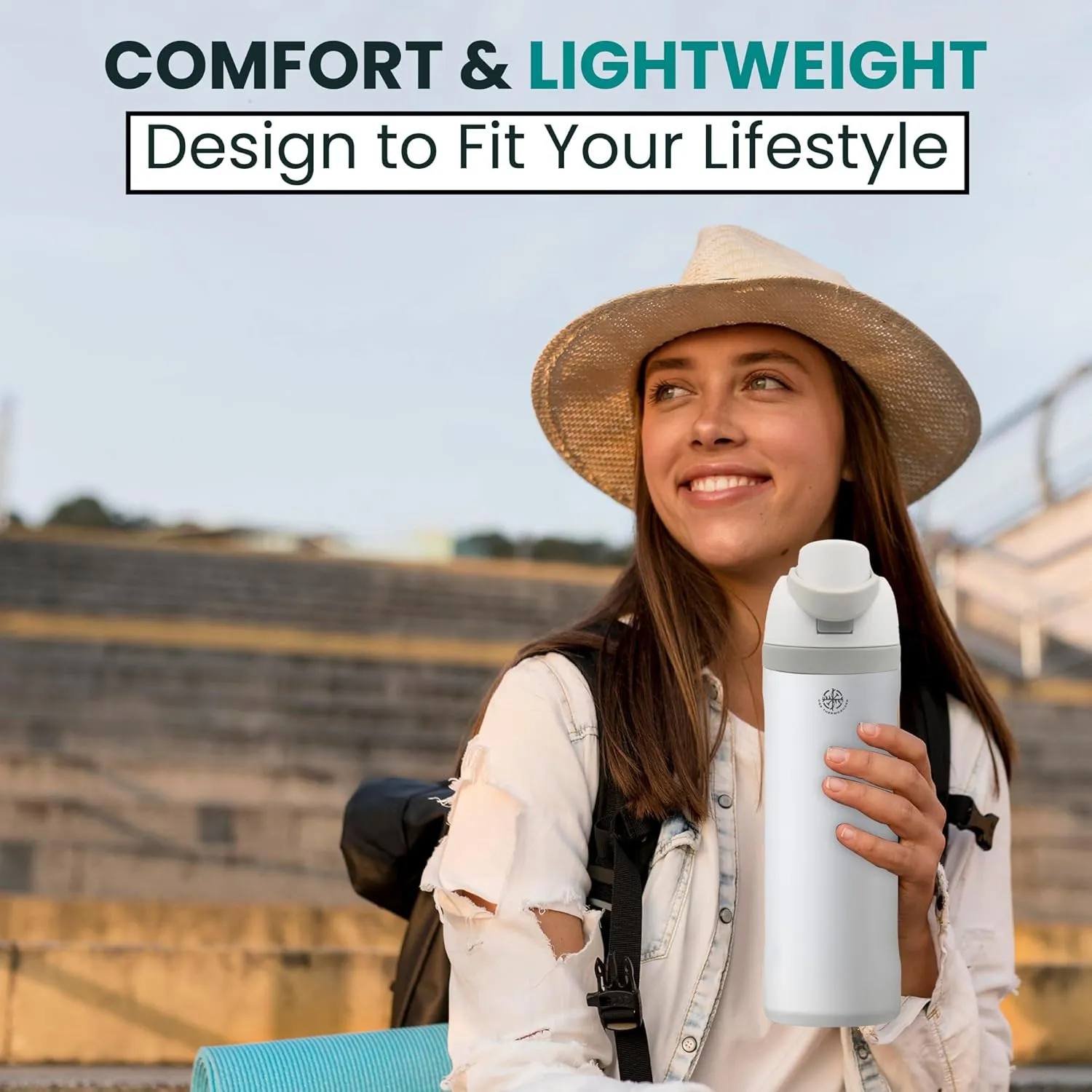 Insulated Stainless Steel Water Bottle with Straw, Insulated Tumbler With Locking Lid, Double Walled & Vacuum Insulated Water Bottle Packable for Travel Leak Proof & BPA Free (White, 32 OZ)