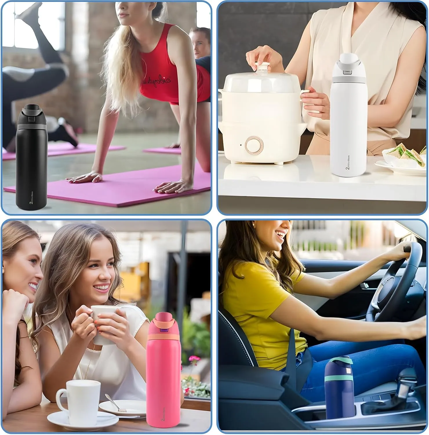 Insulated Water Bottle – Stainless Steel, Leakproof, 24H Cold & 12H Hot, Straw & Spout Lid, BPA-Free, Travel, Gym, Hiking, Sports Flask (Dark Pink, 32 Oz / 946ml)