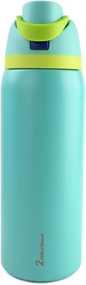 Insulated Water Bottle – Stainless Steel, Leakproof, 24H Cold & 12H Hot, Straw & Spout Lid, BPA-Free, Travel, Gym, Hiking, Sports Flask (Turquoise, 32 Oz / 946ml)
