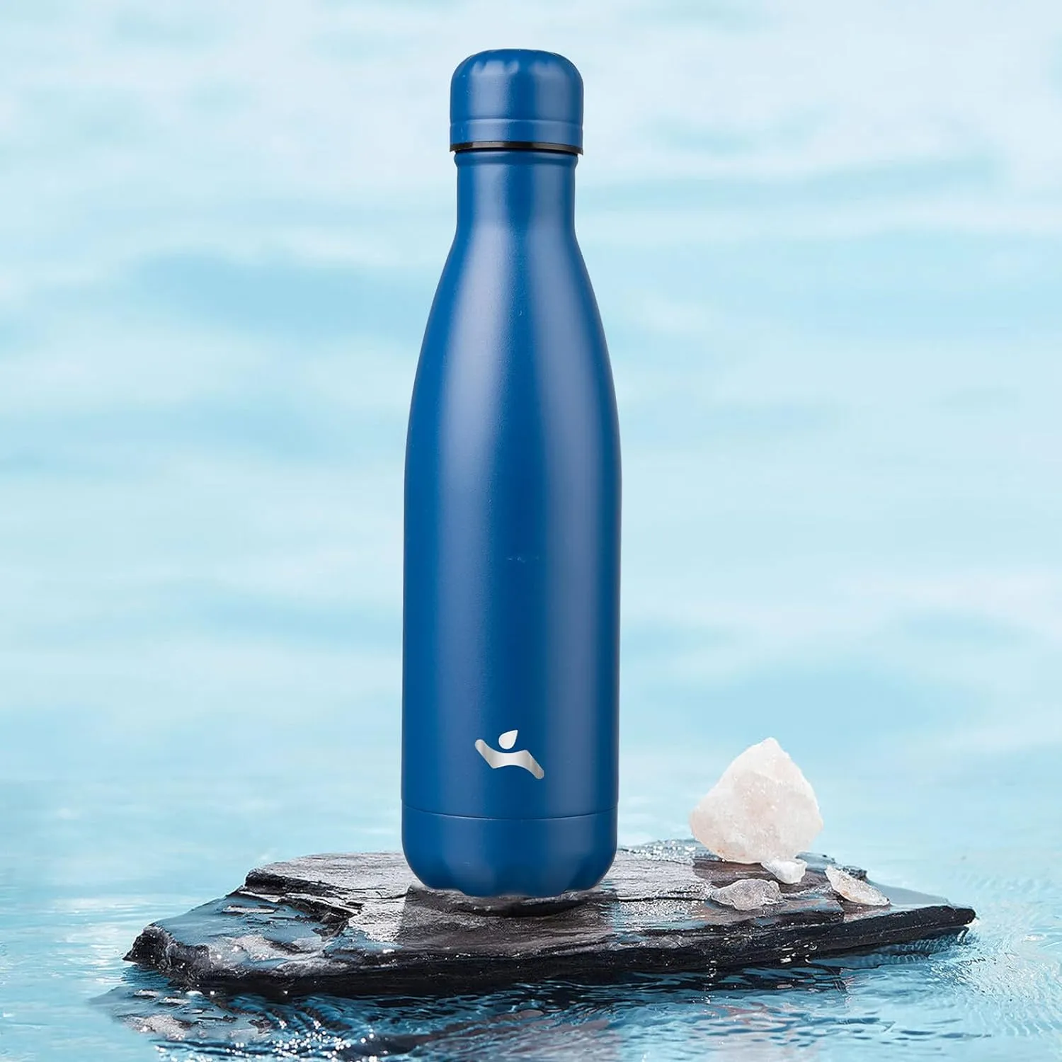 Insulated Water Bottles,17 oz Double Wall Stainless Steel Vacumm Metal Flask for Sports Travel,Blue
