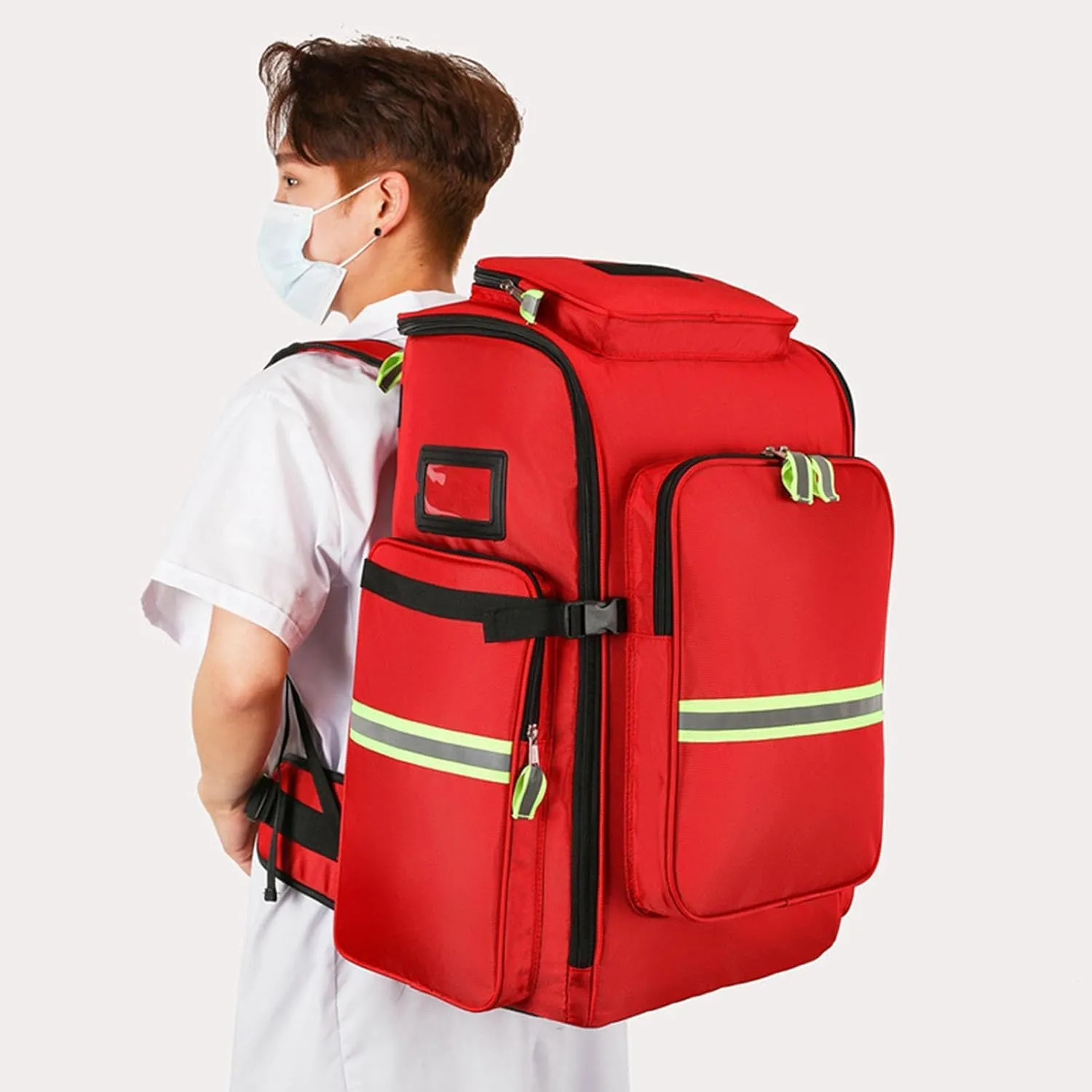 IOCCIOBB First Aid Bag Empty Emergency Bag First Responder Trauma Multi-Pocket Traveling Field Trips Camping Essentials(Orange,55x37x25cm)