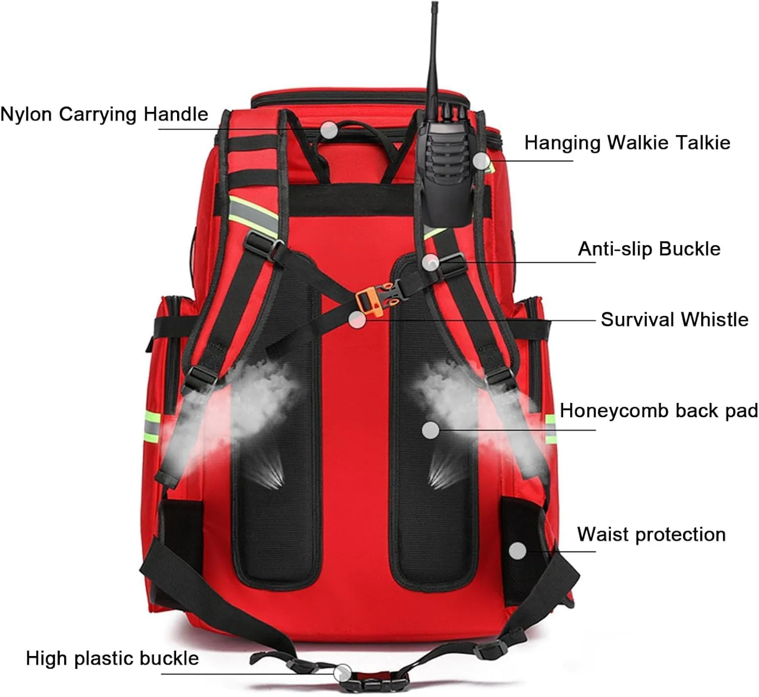 IOCCIOBB First Aid Bag Empty Emergency Bag First Responder Trauma Multi-Pocket Traveling Field Trips Camping Essentials(Orange,55x37x25cm)