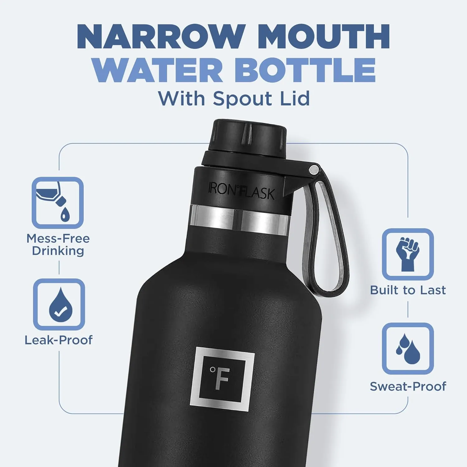 IRON °FLASK Camping & Hiking Hydration Canteens - 3 Lids (Narrow Spout Lid) Leak Proof Vacuum Insulated Stainless Steel - Hot & Cold Double Walled Sports Water Bottle - Rose, 32 Oz