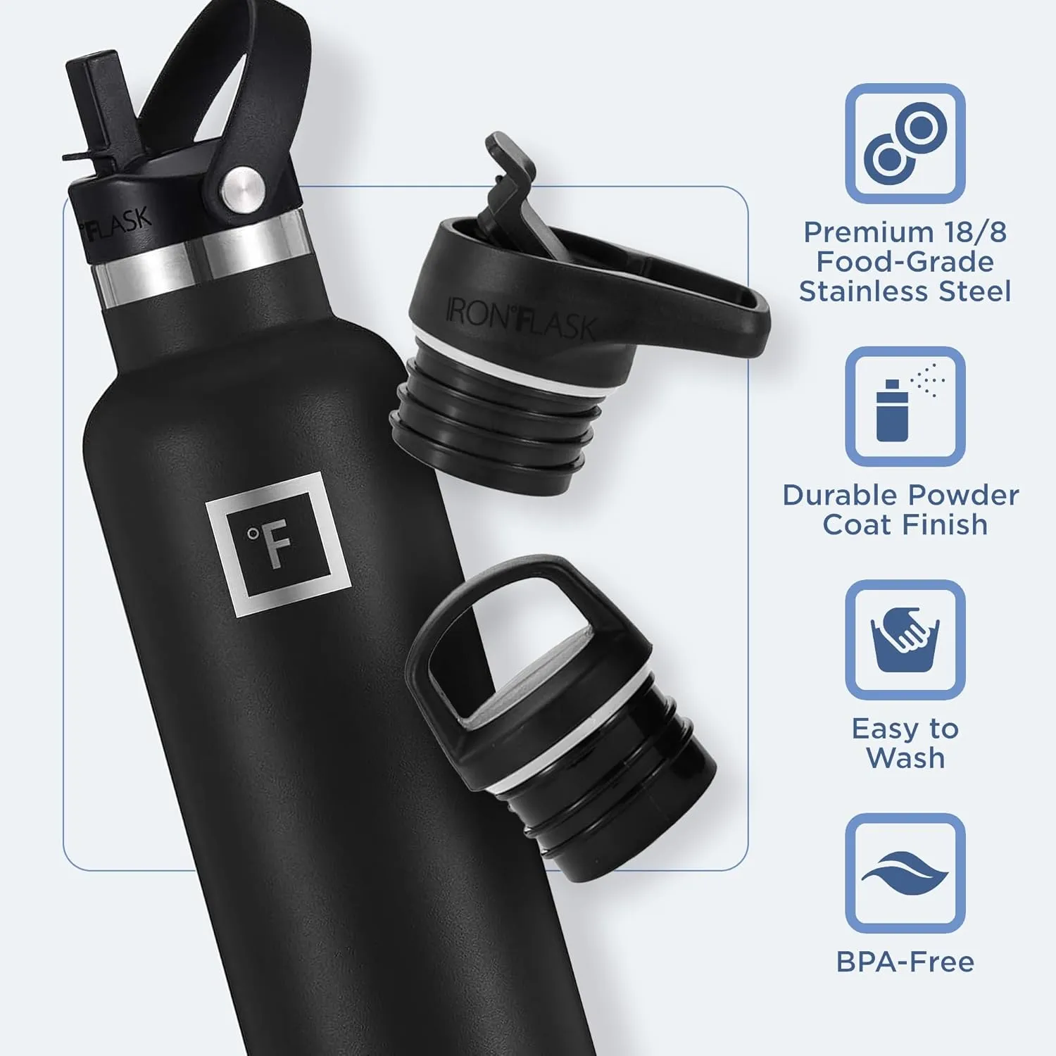 IRON °FLASK Camping & Hiking Hydration Canteens - 3 Lids (Narrow Straw Lid) Leak Proof Vacuum Insulated Stainless Steel - Hot & Cold Double Walled Sports Water Bottle - Burgundy, 20 Oz