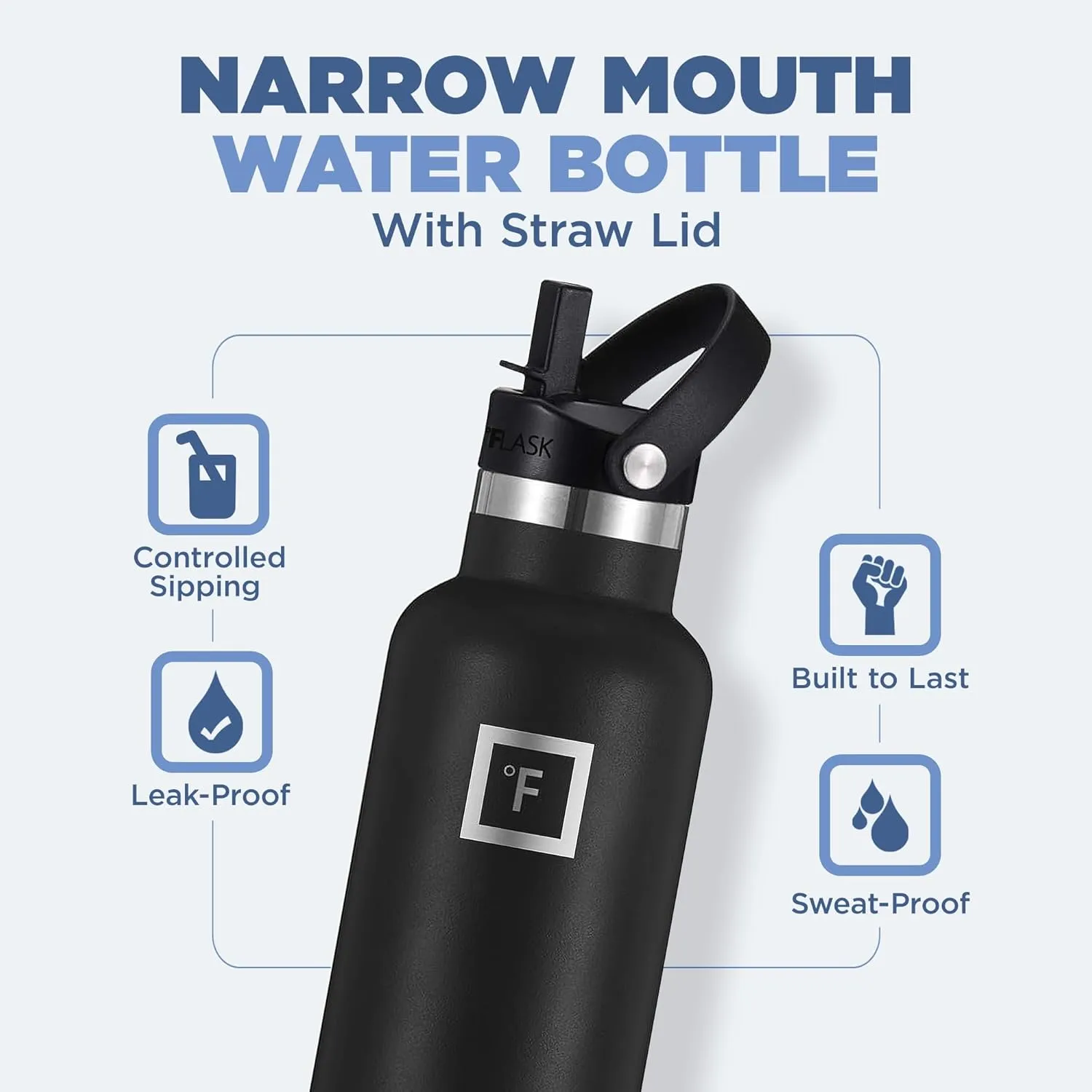 IRON °FLASK Camping & Hiking Hydration Canteens - 3 Lids (Narrow Straw Lid) Leak Proof Vacuum Insulated Stainless Steel - Hot & Cold Double Walled Sports Water Bottle - Lavender, 20 Oz