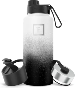 IRON °FLASK Camping & Hiking Hydration Flask with 3 Lids - Stainless Steel, Double Walled & Vacuum Insulated Water Bottle - Leak Proof & BPA Free (Day & Night, Spout - 32 oz)