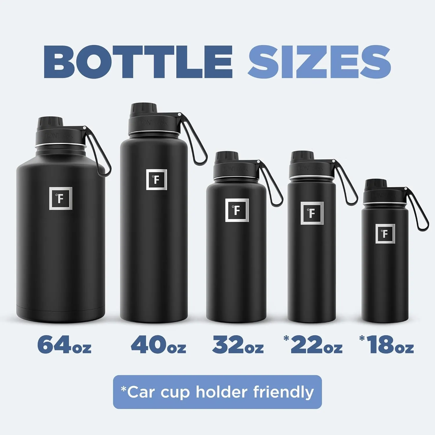 IRON °FLASK Camping & Hiking Hydration Flask with 3 Lids - Stainless Steel, Double Walled & Vacuum Insulated Water Bottle - Leak Proof & BPA Free (Day & Night, Spout - 32 oz)