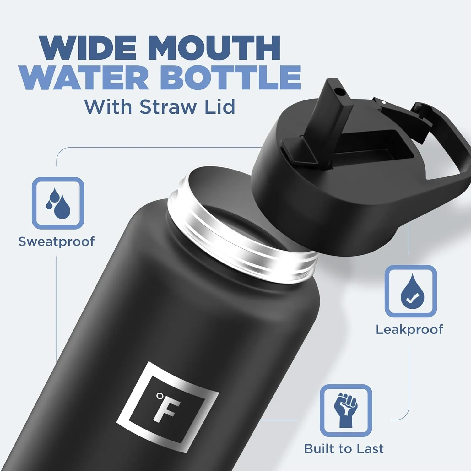 IRON °FLASK Camping & Hiking Hydration Flask with 3 Lids - Stainless Steel, Double Walled & Vacuum Insulated Water Bottle - Leak Proof & BPA Free (Lavender Bliss, Straw - 40 oz)
