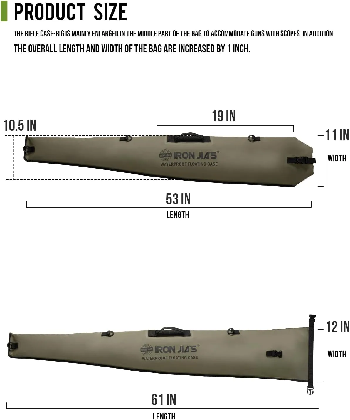 IRON JIA'S Waterproof Long Rifle Case 51" x 12" Floating Tactical Scoped Gun Dry Bag ar15 Accessories