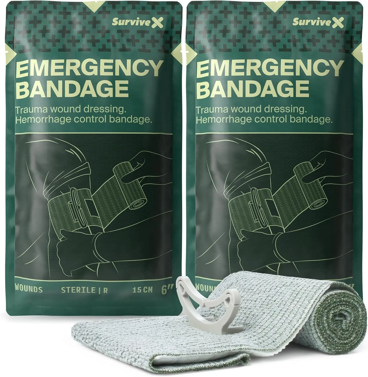 Israeli Pressure Bandage 6 Inch - Emergency Bandage - Pressure Dressing for Wounds - Trauma Dressing - Sterile Vacuum-Sealed Packaging - FSA HSA Approved - 2 Pack
