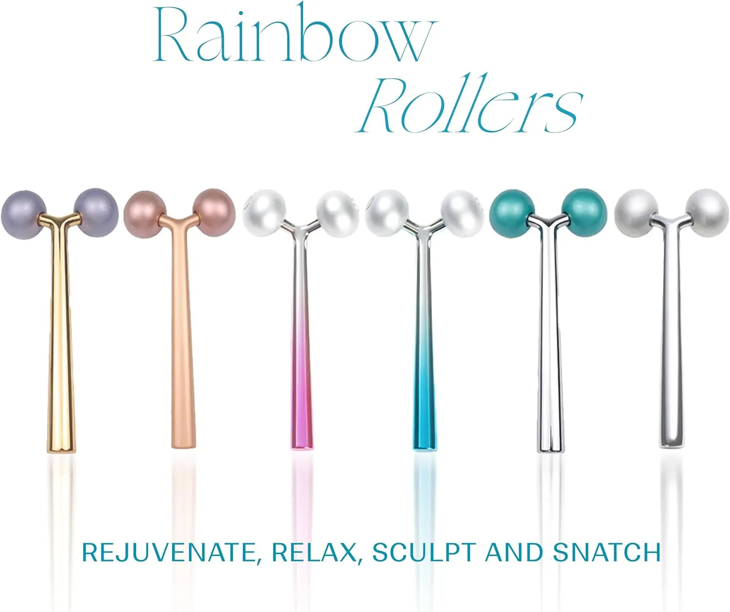 Ivy mwein Facial and Body Color Roller Massager, Y-Shaped Cooling Metal Contour to Reduce Puffiiness, Face Lift, Anti Aging, Skin Tightening, Reduce Wrinkles (Rose Gold, 5.5 in.)