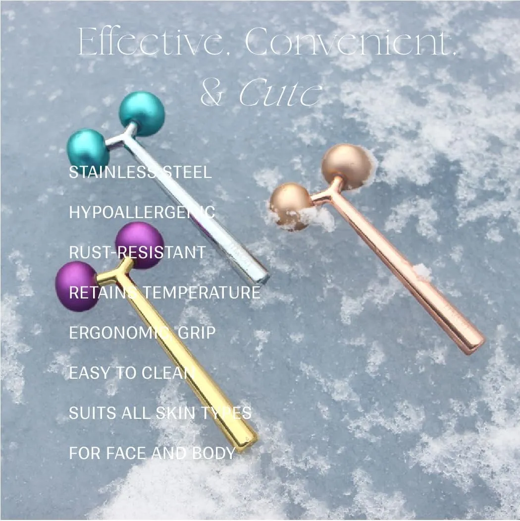 Ivy mwein Facial and Body Color Roller Massager, Y-Shaped Cooling Metal Contour to Reduce Puffiiness, Face Lift, Anti Aging, Skin Tightening, Reduce Wrinkles (Rose Gold, 5.5 in.)