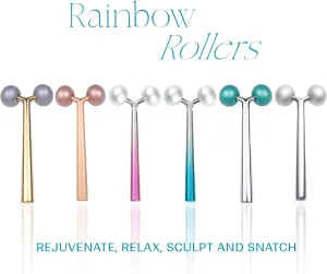 Ivy mwein Facial and Body Color Roller Massager, Y-Shaped Cooling Metal Contour to Reduce Puffiiness, Face Lift, Anti Aging, Skin Tightening, Reduce Wrinkles (Rose Gold, 5.5 in.)