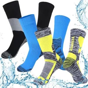 Janmercy 3 Pairs Unisex Waterproof Socks Breathable Knit for Men Women Socks for Hiking Wading Running Skiing, 3 Colors