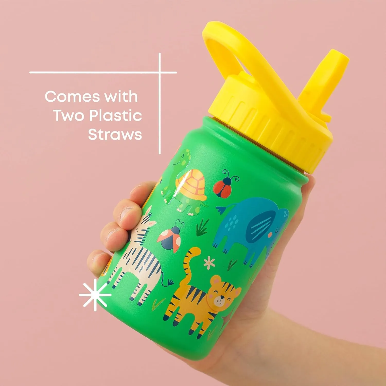 JoyJolt Kids Water Bottle with Straw Lid, 12oz Small Stainless Steel Reusable Tumbler for Kids, Girls, Boys, or Teen, Vacuum Insulated Water Bottle for School, Travel, and Outdoors, Leakproof