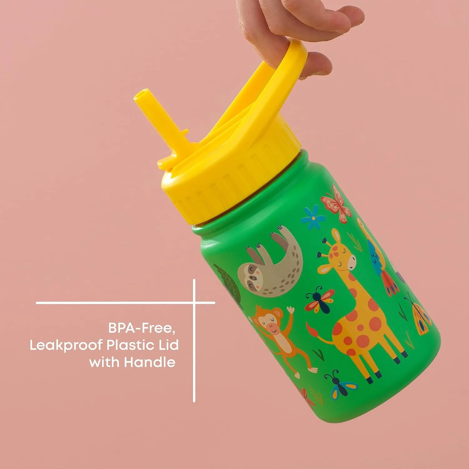 JoyJolt Kids Water Bottle with Straw Lid, 12oz Small Stainless Steel Reusable Tumbler for Kids, Girls, Boys, or Teen, Vacuum Insulated Water Bottle for School, Travel, and Outdoors, Leakproof
