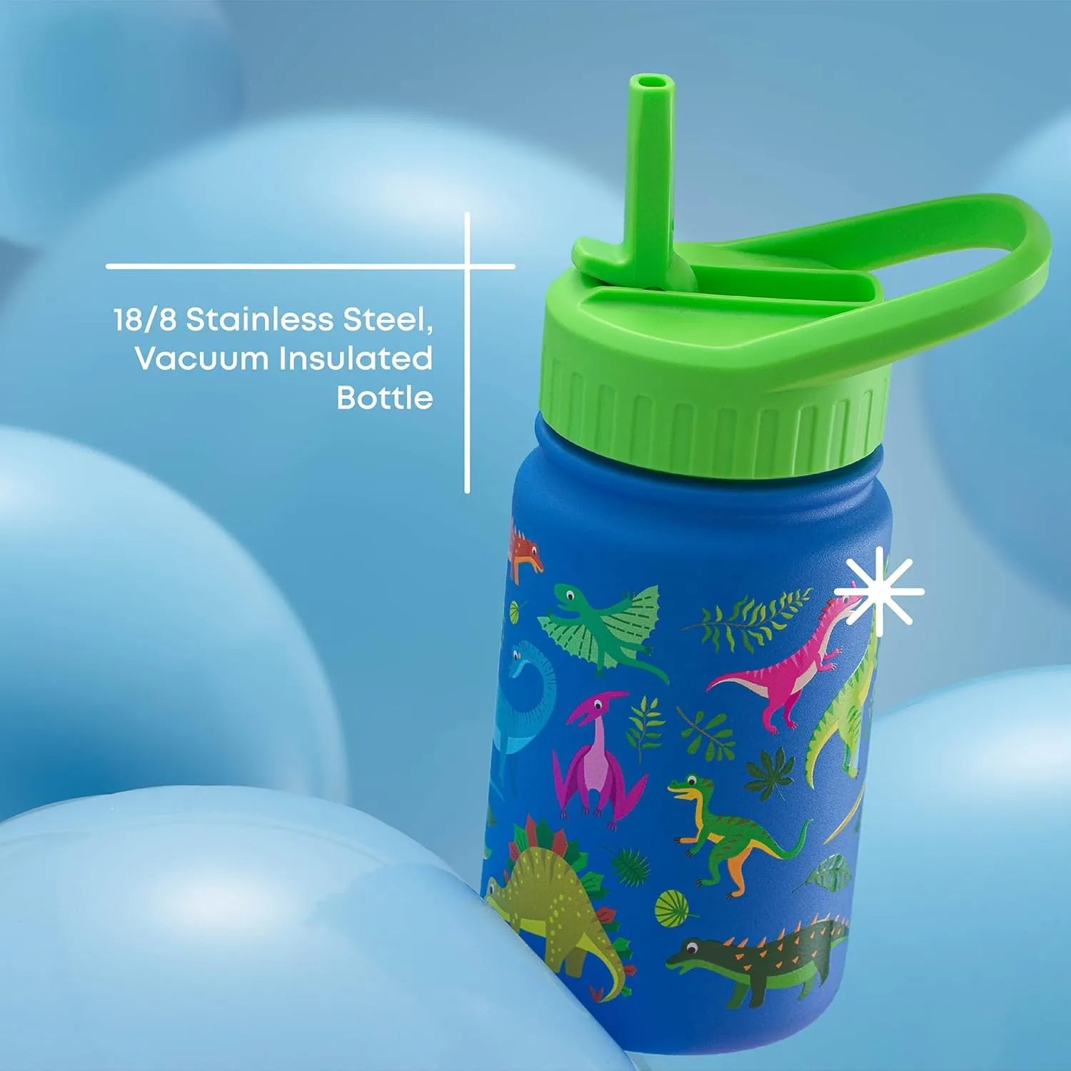 JoyJolt Kids Water Bottle with Straw Lid, 12oz Small Stainless Steel Reusable Tumbler for Kids, Girls, Boys, or Teen, Vacuum Insulated Water Bottle for School, Travel, and Outdoors, Leakproof