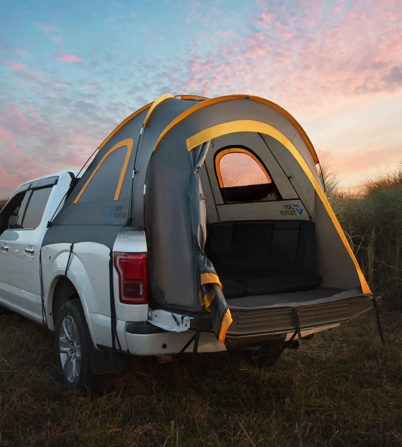 JOYTUTUS Pickup Truck 6.5' 2.0, Waterproof PU2000mm Double Layer for 2 Person, Portable Truck Bed Tent with Rainfly - Orange