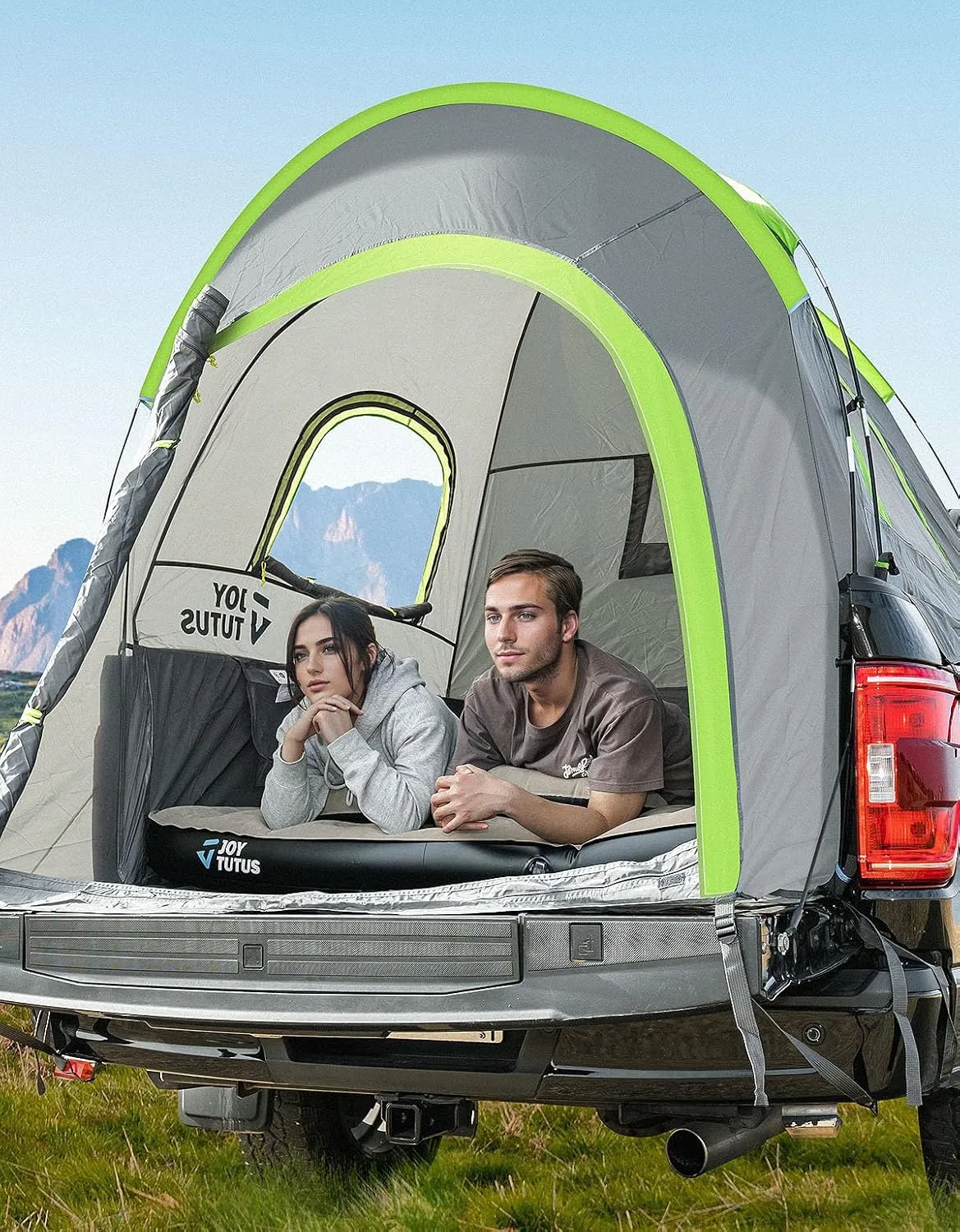 JOYTUTUS Pickup Truck Tent 6.5ft 2.0, Waterproof PU2000mm Double Layer for 2 Person, Portable Truck Bed Tent with Rainfly - Green