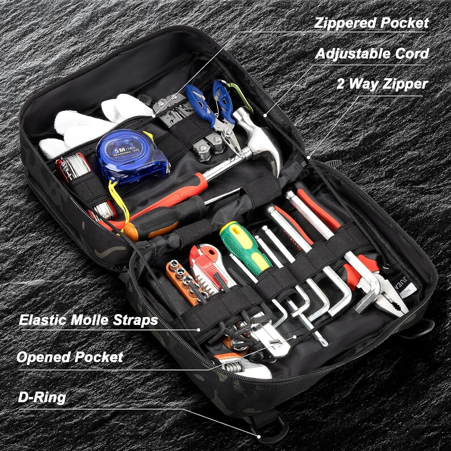 Jueachy Tactical Molle Pouch Large Admin Bag Utility Tool Pouches Molle Attachment EDC Pouches Expandable Molle Accessories Organizer Medical Pocket U.S.A Patch Included