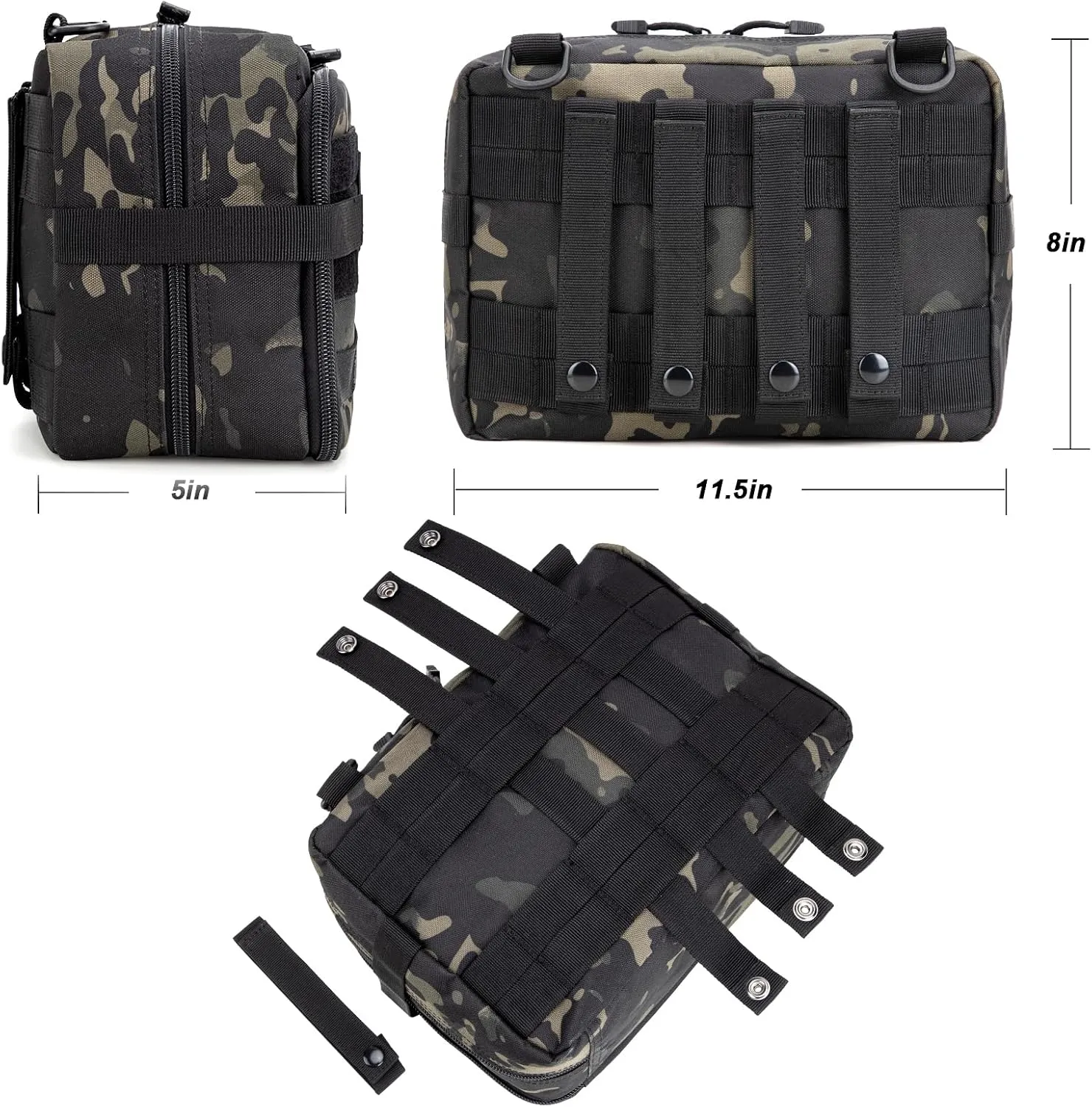 Jueachy Tactical Molle Pouch Large Admin Bag Utility Tool Pouches Molle Attachment EDC Pouches Expandable Molle Accessories Organizer Medical Pocket U.S.A Patch Included