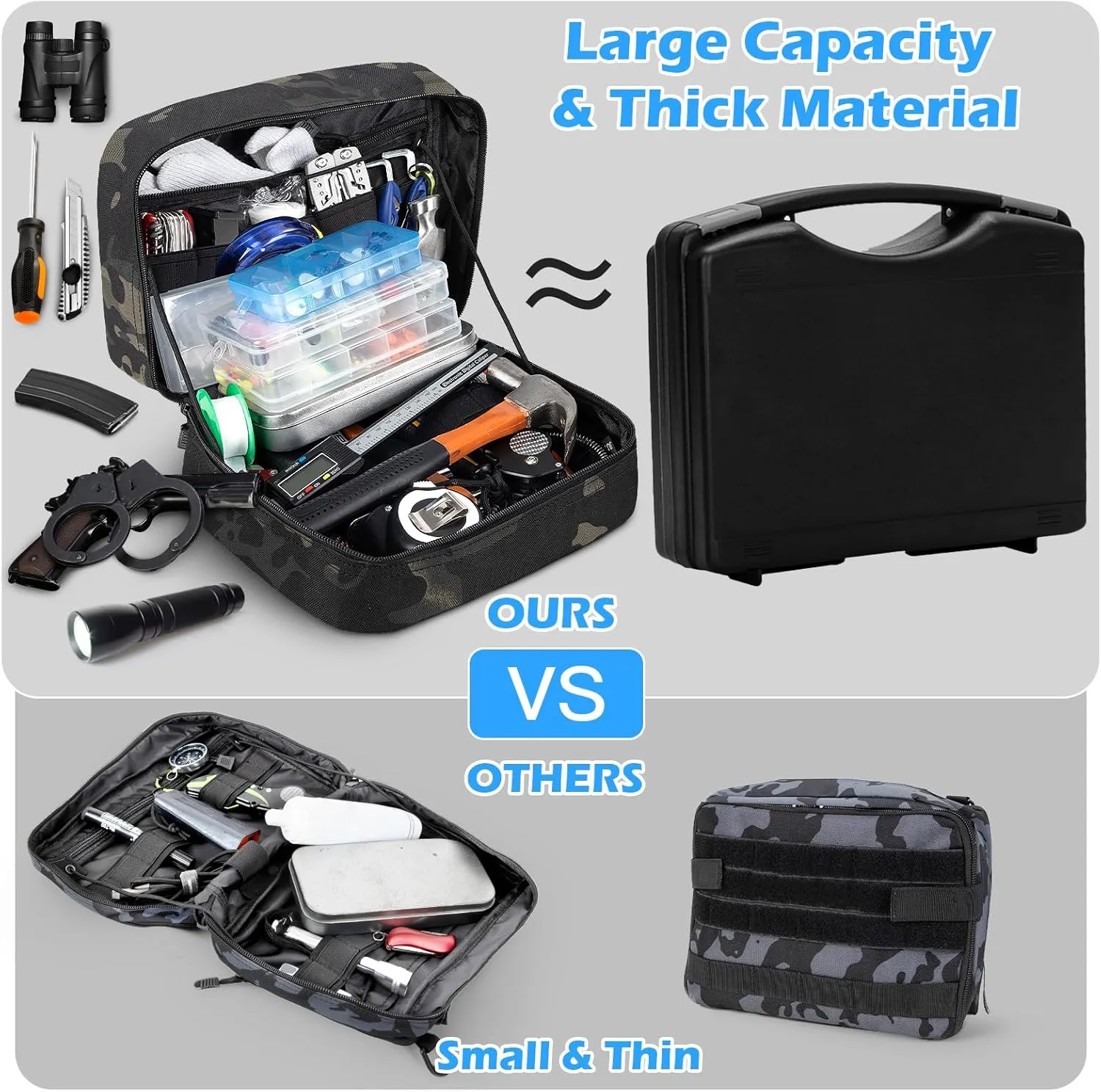 Jueachy Tactical Molle Pouch Large Admin Bag Utility Tool Pouches Molle Attachment EDC Pouches Expandable Molle Accessories Organizer Medical Pocket U.S.A Patch Included