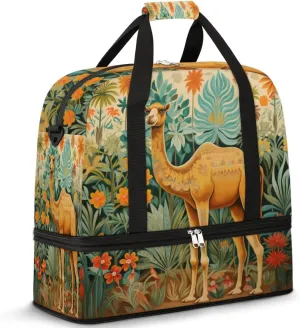 Jungle Camel Foldable Travel Duffel Bag Overnight Weekender Bag with Shoes Compartment Sports Gym Bag for Men Women