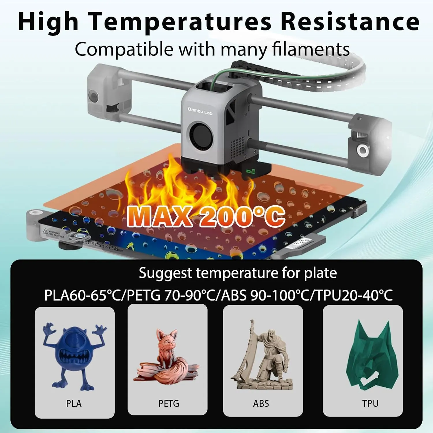 JUUPINE Upgraded H1H Build Plate, 3D Printer Bambu Labs Build Plate for Bambu Lab X1C/X1/X1E/P1P/P1S/A1,Smooth Waterdrop Smooth Sweetheart Spring Steel Sheet Plate 257x257mm Bambu A1 3D Printer Plate.