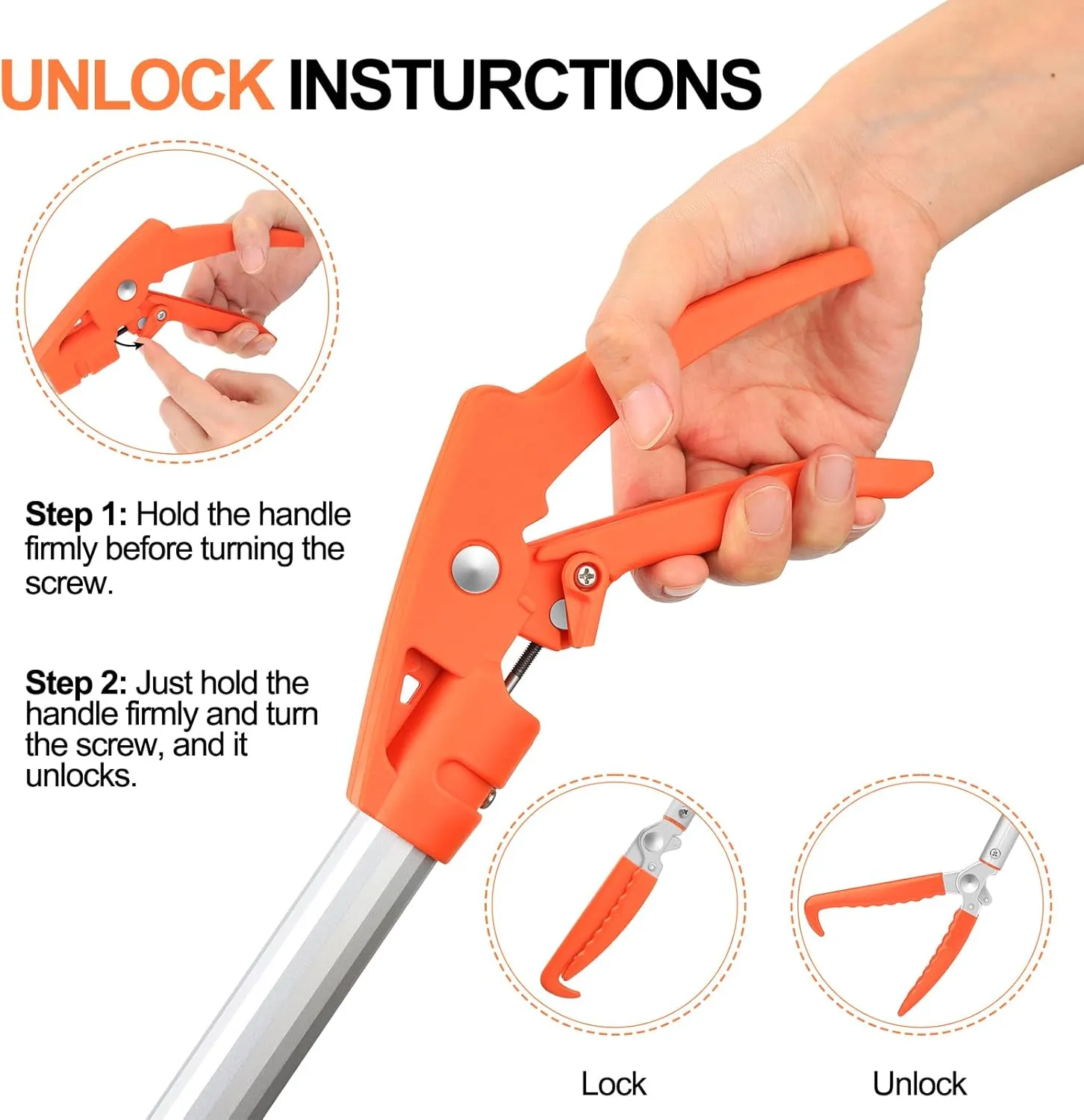 Kalkal 78" Snake Grabber Tool, Professional Aluminum Alloy Telescopic Rattle Snake Tongs, Heavy Duty Reptile Grabber Snake Catcher Wide Jaw Pick-up Handling Tool with Lock