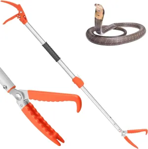 Kalkal 78" Snake Grabber Tool, Professional Aluminum Alloy Telescopic Rattle Snake Tongs, Heavy Duty Reptile Grabber Snake Catcher Wide Jaw Pick-up Handling Tool with Lock