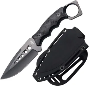 KCCEDGE BEST CUTLERY SOURCE Tactical Knife - Fixed Blade, Razor Sharp Edge - Camping Accessories, Survival Kit & Tactical Gear 76162 (Black)