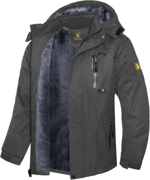 Keevoom Mens Winter Jackets Ski Snow Coats Warm Waterproof Hooded Raincoats Snowboarding Windproof Lined Windbreaker