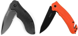 Kershaw Clash Pocket Knife, Black Serrated (1605CKTST); 3.1” Stainless Steel Blade with Black-Oxide Coating; Glass-Filled Nylon Handle with SpeedSafe Opening and Reversible Pocketclip; 4.3oz