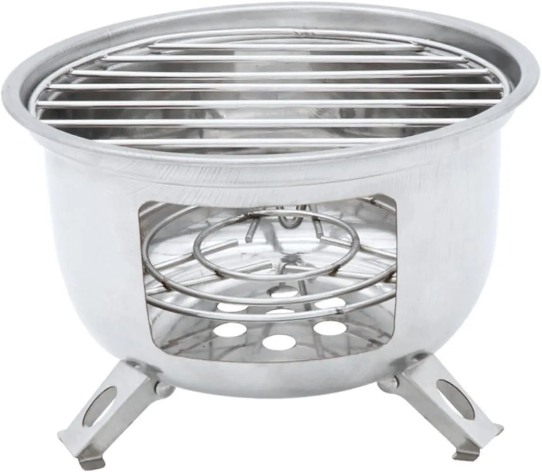 KESYOO 1 Set Portable Barbecue Grill Round Camping Grill Outdoor Supply Portable Barbecue Stove Stove Round Barbecue Stove Stainless Camping Grill Camping Stove Stainless Steel Silver