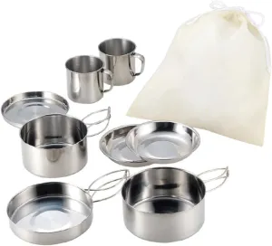 KESYOO 3-Piece Camping Cookware Set Stainless Steel Pot Pan Portable Outdoor Cooking Kit for Hiking Camping BBQ Picnic