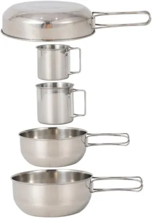KESYOO 5pc Set Collapsible Camping Cup Pot Stainless Steel Tableware Picnic Tool