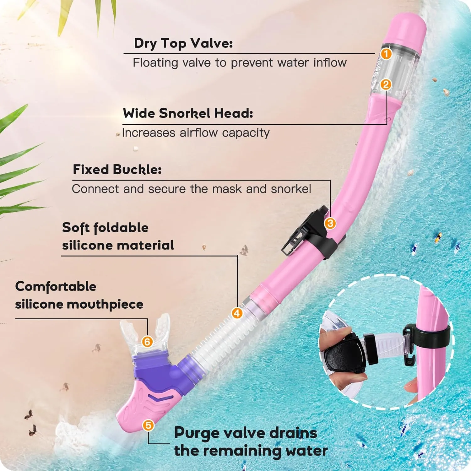 Kids Snorkel Set, Anti-Fog Panoramic Tempered Glass Kids Snorkel mask, Anti-Leak Scuba Diving Mask with Mesh Bag, Dry Top Snorkeling Gear for Kids and Youth Age 4-16