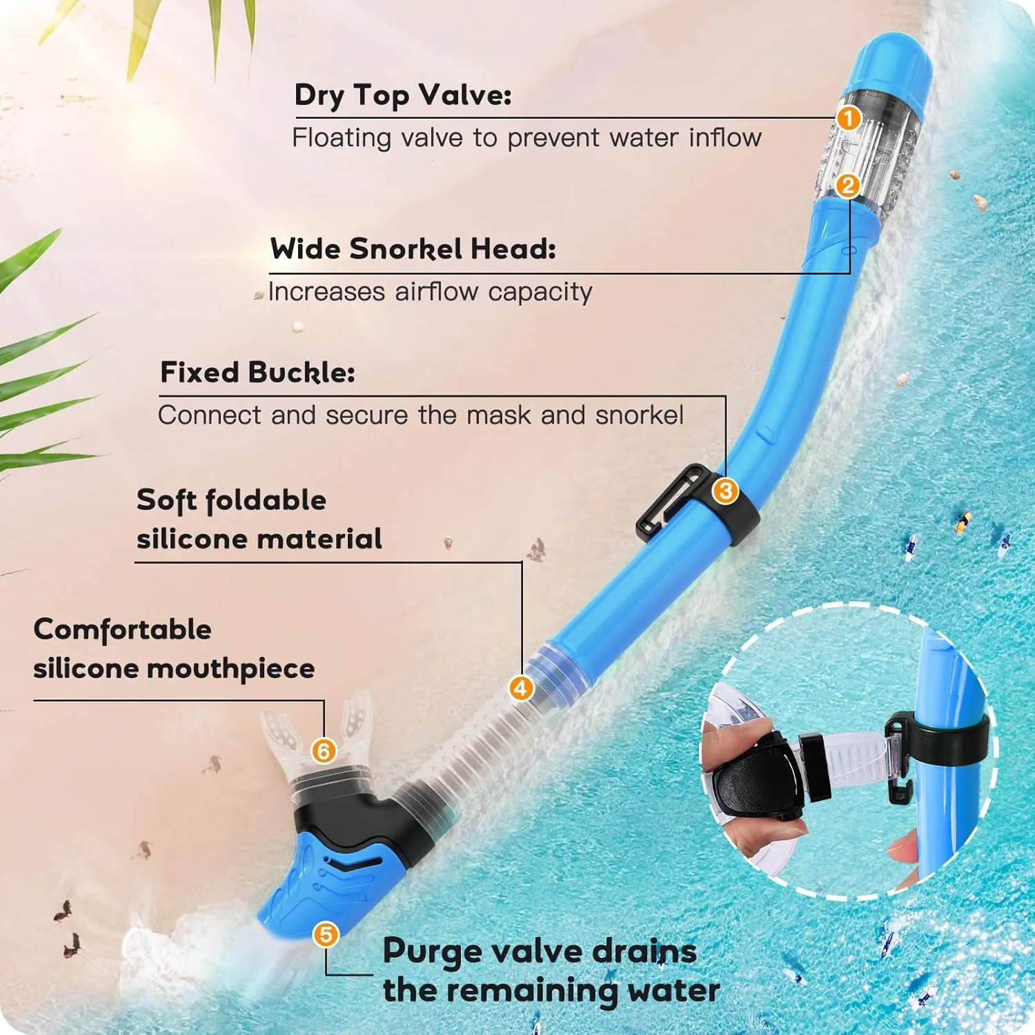 Kids Snorkel Set, Anti-Fog Panoramic Tempered Glass Kids Snorkel mask, Anti-Leak Scuba Diving Mask with Mesh Bag, Dry Top Snorkeling Gear for Kids and Youth Age 4-16