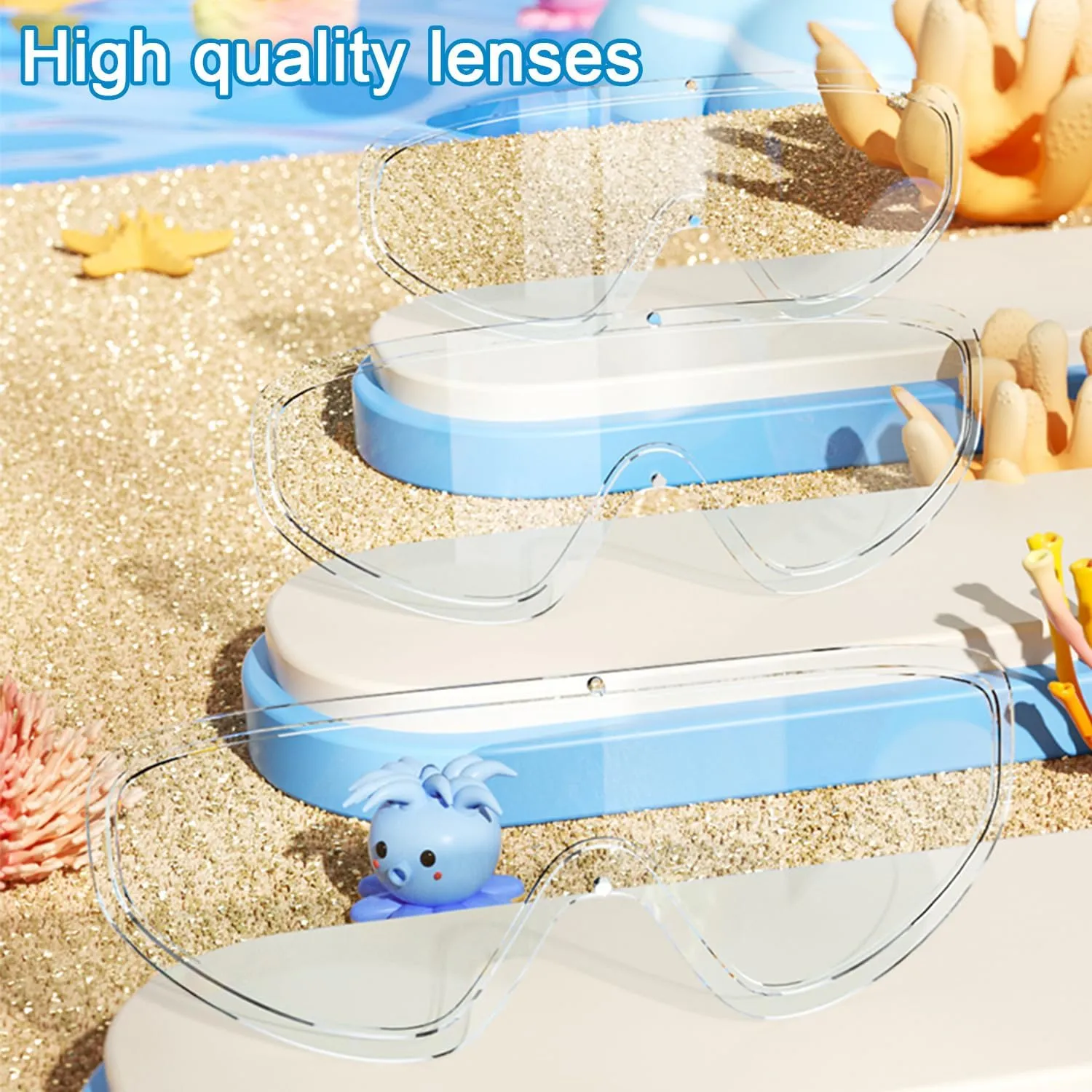 Kids Swim Goggles HD Children's Large Frame Waterproof and Anti-fog Swimming Goggless with Adjustable Straps for Boys Girls