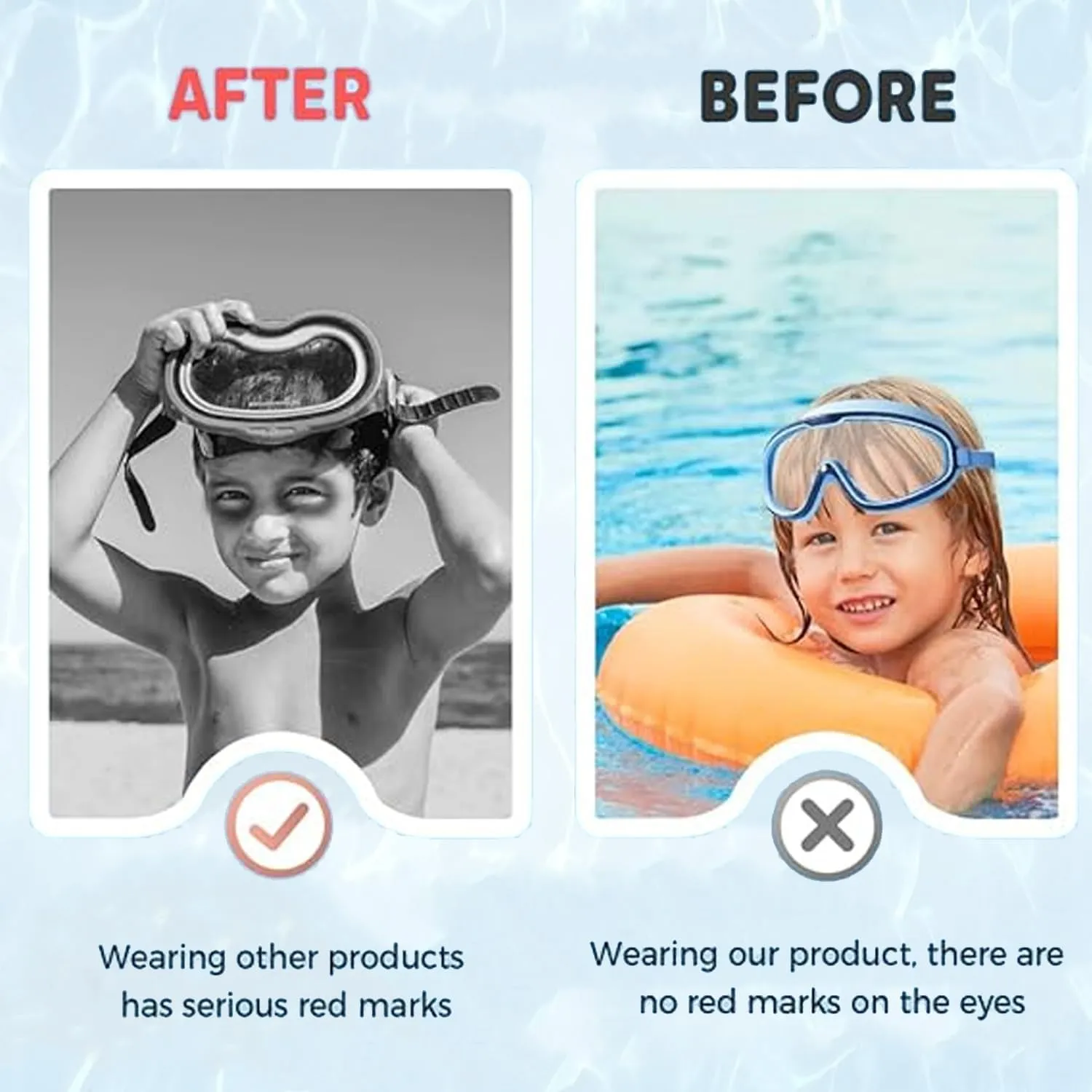 Kids Swim Goggles HD Children's Large Frame Waterproof and Anti-fog Swimming Goggless with Adjustable Straps for Boys Girls