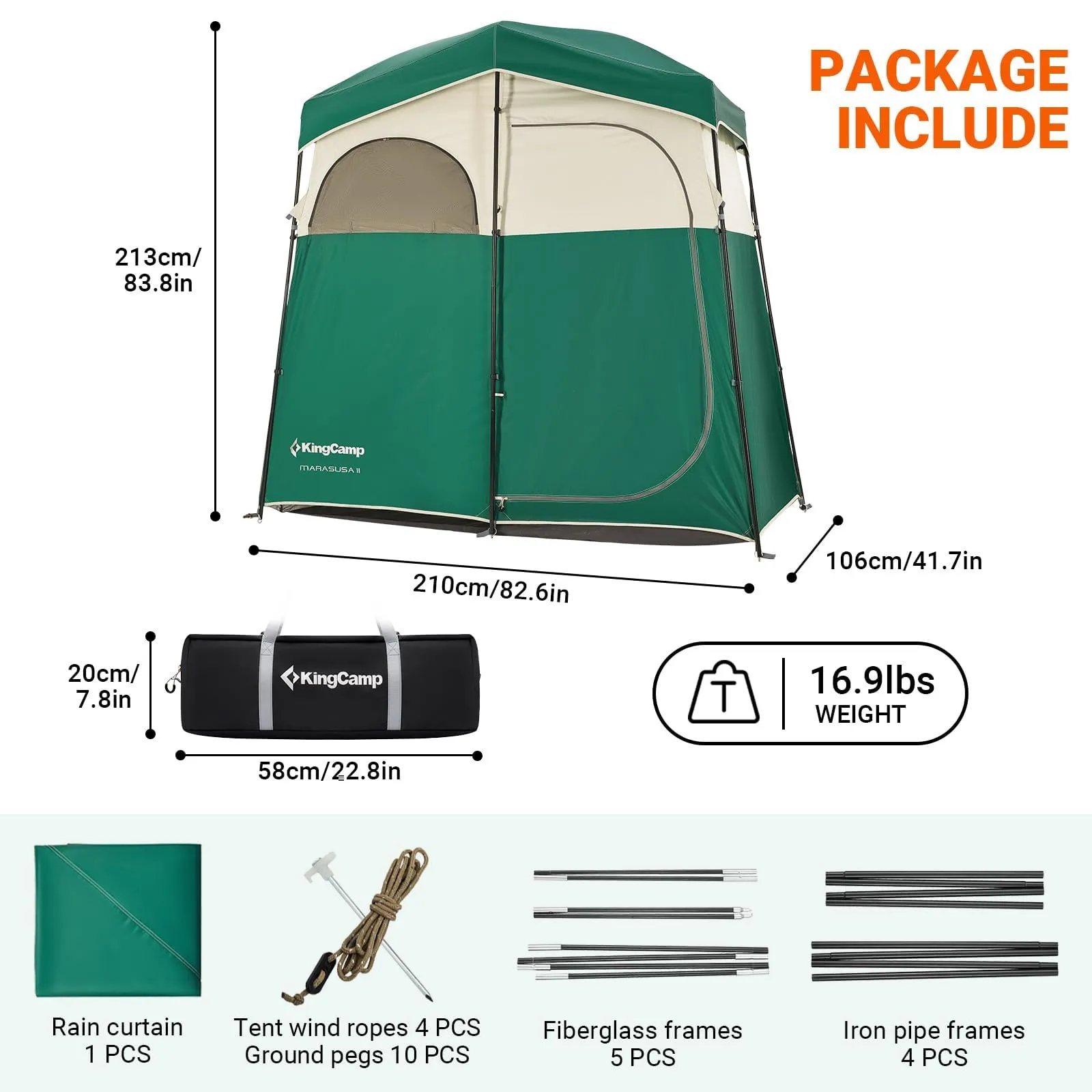 KingCamp MARASUSA Two-Person Shower Tent