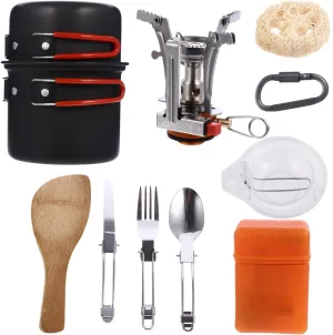 Kisangel 1 Set Portable Camping Cookware Lightweight and Easy to Clean Outdoor Cookware Kit for Hiking Picnic and Backpacking with Scale Design Present for Outdoor Enthusiasts