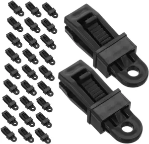 Kisangel 50pcs Tent Clip Tents Tarp Clips Camping Tent Fixers for Camping Heavy Duty Clip Windproof Tent Fixers Tarp Clamps Heavy Duty Tarp Clips Canopy Tent Clamps Small Tarp Black Plastic