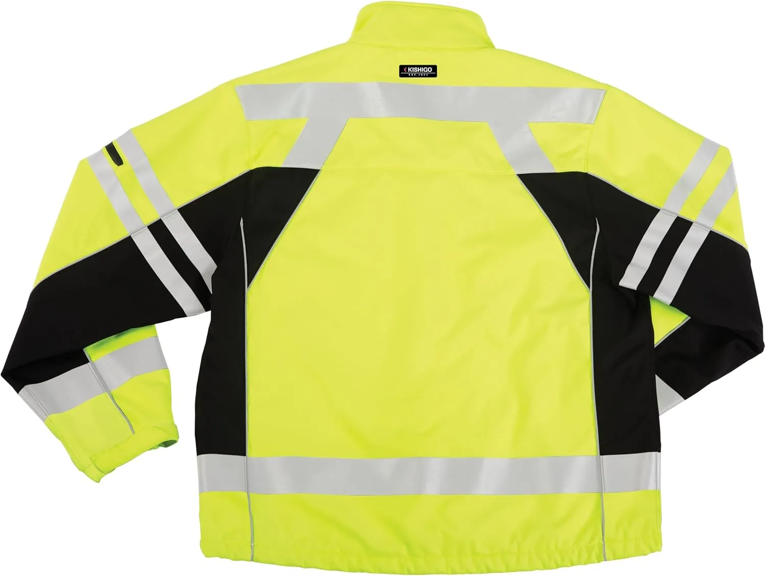 Kishigo Men's High Visibility Reflective Premium Black Series Soft Shell Jacket JS137, ANSI 107 Type R/Class 3