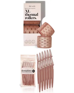 Kitsch XL Ceramic Thermal Roller and Dermaplaning Tool (Terracotta) Bundle with Discount