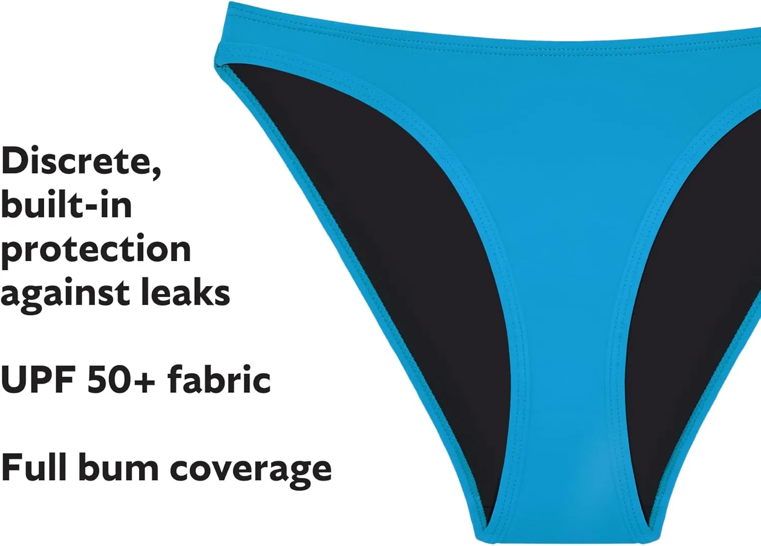 KNIX Kt Leakproof Teen Period Swim Bikini Bottom, UPF 50  Fabric, Machine Washable